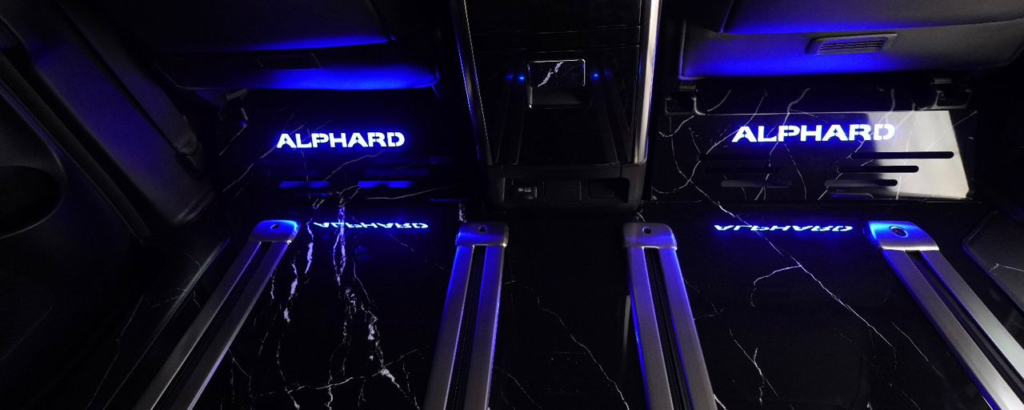 T/ALPHARD/VELLFIRE BLACK MARBLE FRONT SEAT FOOT REST LED